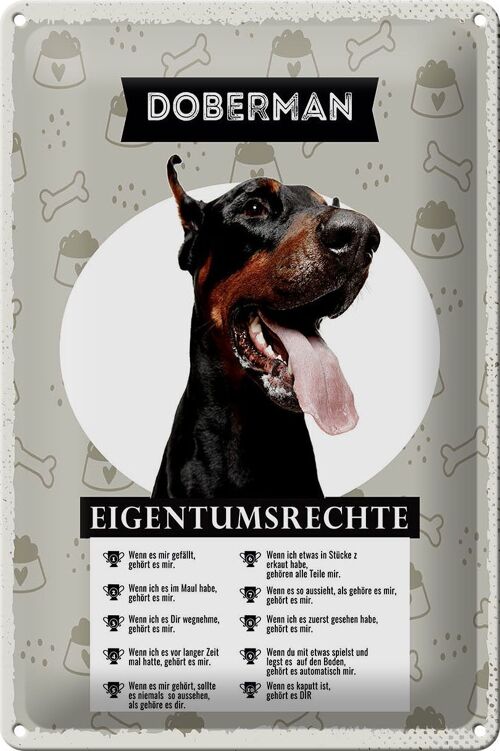 Blechschild 20x30cm Doberman Eigentumsrechte