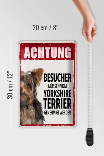 Panneau en étain Attention Visiteurs 20x30cm Yorkshire Terrier 4