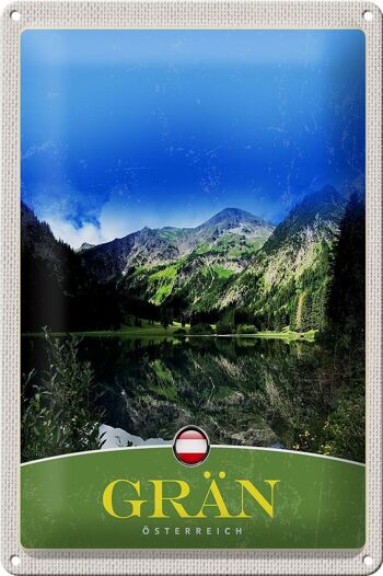 Panneau en étain voyage 20x30cm, vert, Autriche, forêts, lac, nature, montagne 1