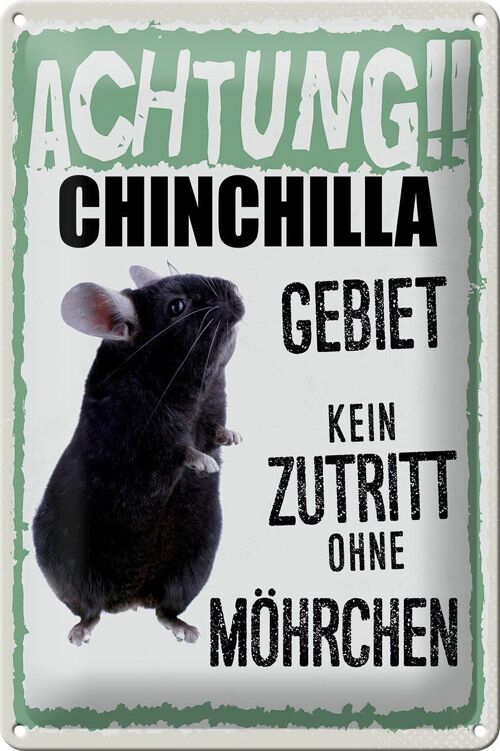 Blechschild Spruch 20x30cm Tiere Achtung Chinchilla Gebiet