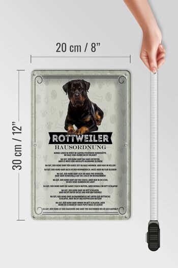 Panneau en étain indiquant les règles de la maison du Rottweiler, 20x30cm 4