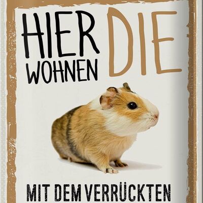 Blechschild Spruch 20x30cm Achtung hier Meerschweinchen