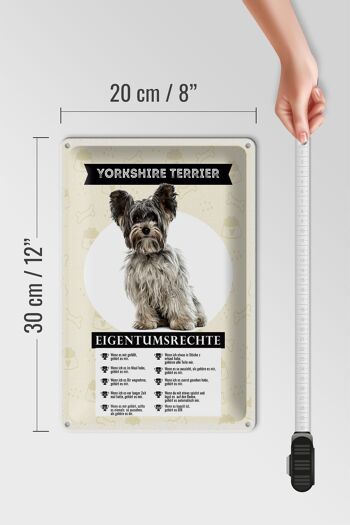Panneau en étain indiquant les droits de propriété du Yorkshire Terrier, 20x30cm 4