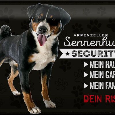Targa in metallo con scritta "Sennenhund Security my house" 30x20 cm