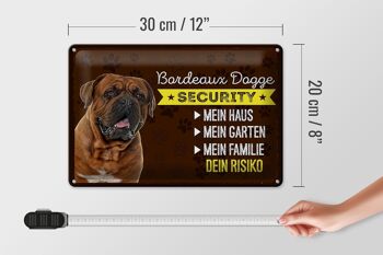 Plaque en tôle disant 30x20cm Bordeaux Dogge Sécurité votre risque 4