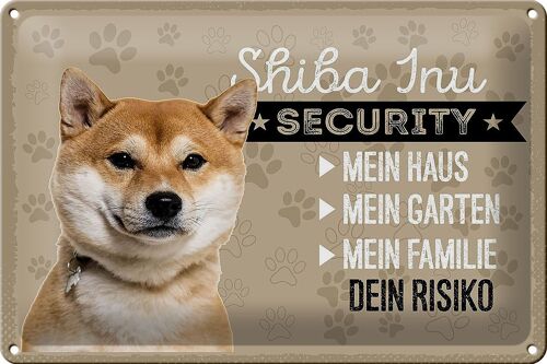 Blechschild Spruch 30x20cm Shiba Inu Security dein Risiko