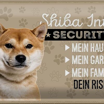 Cartel de chapa que dice 30x20 cm Shiba Inu Seguridad tu riesgo