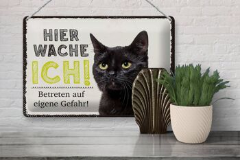 Plaque en tôle 30x20cm "Chat ici, je regarde mon propre danger" 3