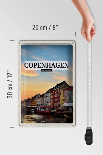 Panneau en étain voyage 20x30cm Copenhague Danemark coucher de soleil 4