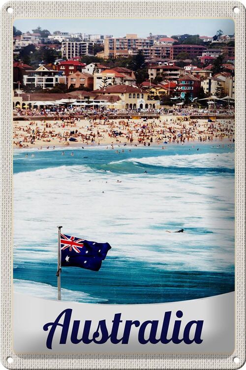 Blechschild Reise 20x30cm Australien Strand Meer Wellen Sonne