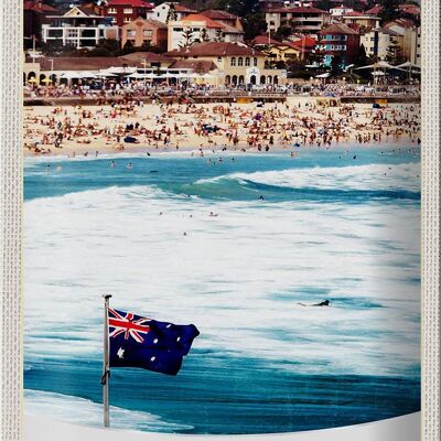 Tin sign travel 20x30cm Australia beach sea waves sun