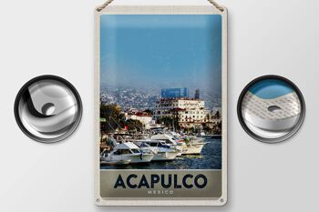 Panneau de voyage en étain, 20x30cm, Acapulco, mexique, Yacht, montagnes, mer 2