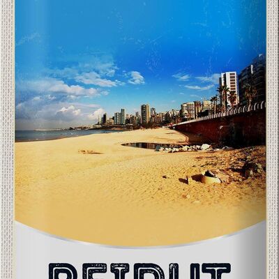 Targa in metallo da viaggio 20x30 cm Beirut Libano Arabo Spiaggia