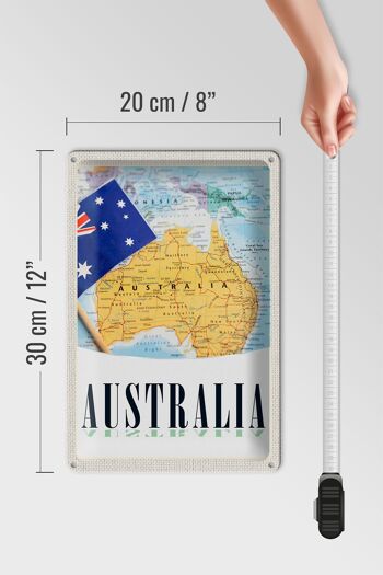 Panneau de voyage en étain, 20x30cm, carte Atlas du continent australien 4