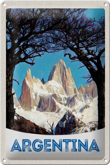 Signe en étain voyage 20x30cm, randonnée dans les montagnes d'argentine 1