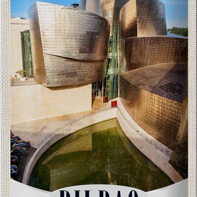Targa in metallo da viaggio 20x30 cm Bilbao Spagna Architettura Europa