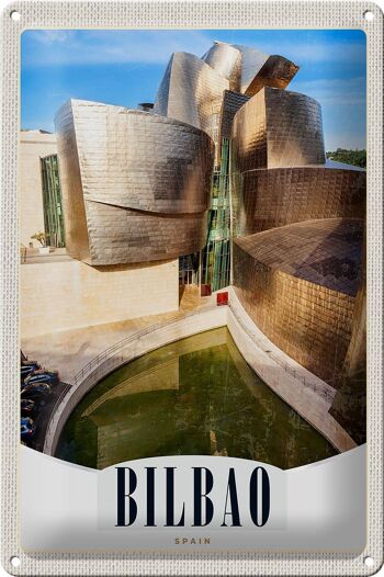 Panneau en étain voyage 20x30cm, Bilbao, espagne, Architecture Europe 1