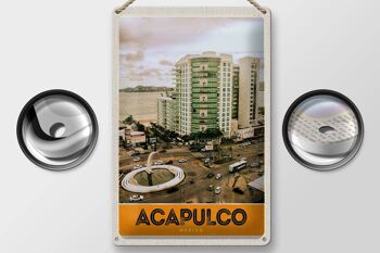 Panneau en étain voyage 20x30cm, Acapulco, Mexique, centre-ville, gratte-ciel 2