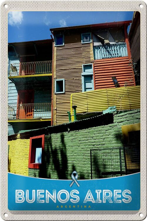 Blechschild Reise 20x30cm Buenos Aires Argentinien Häuser