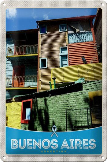 Plaque en tôle voyage 20x30cm maisons de Buenos Aires Argentine 1