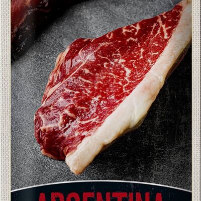 Cartel de chapa de viaje, 20x30cm, carne argentina, carne de vaca