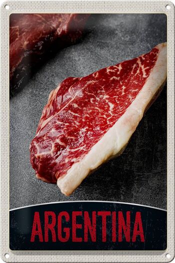 Signe en étain de voyage 20x30cm, Steak d'argentine, viande de vache, bœuf 1