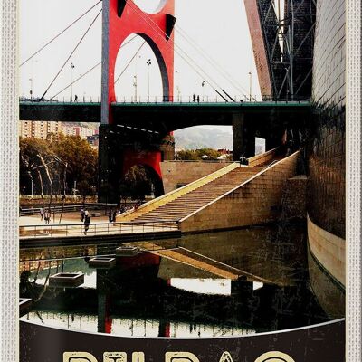 Cartel de chapa de viaje 20x30cm Bilbao España Puente Vacaciones