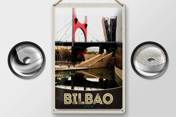 Panneau en étain voyage 20x30cm, pont de Bilbao, espagne, vacances 2