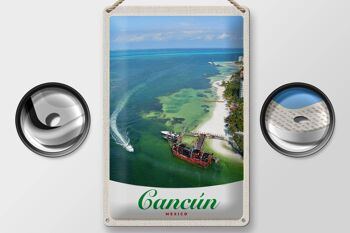 Panneau de voyage en étain, 20x30cm, Cancun, mexique, plage, navires de mer 2