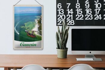 Panneau de voyage en étain, 20x30cm, Cancun, mexique, plage, navires de mer 3