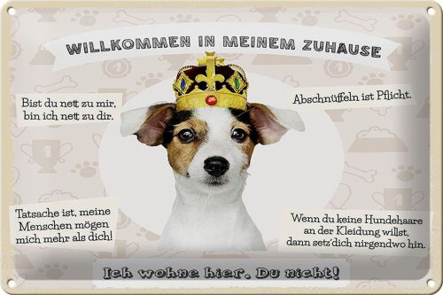 Blechschild Spruch 30x20cm Tiere Hund willkommen wohne hier