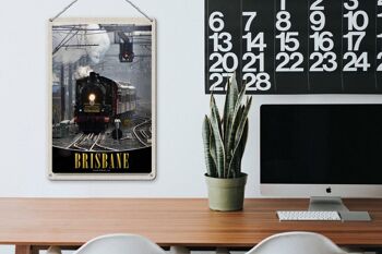 Panneau en étain voyage 20x30cm, locomotive Brisbane Australie 3