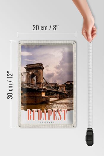 Panneau de voyage en étain, 20x30cm, Budapest, hongrie, pont, ville fluviale 4