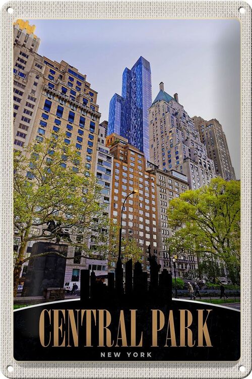 Blechschild Reise 20x30cm Central Park USA New York Hochhaus