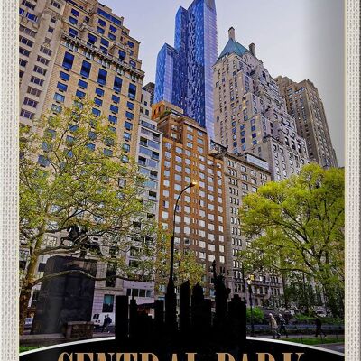 Cartel de chapa viaje 20x30cm Central Park EE.UU. rascacielos de Nueva York