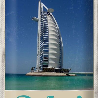 Cartel de chapa de viaje, 20x30cm, Dubái, África, playa, mar, rascacielos