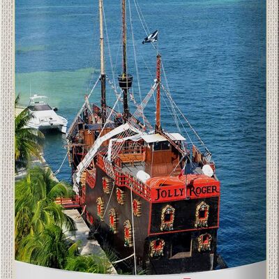 Cartel de chapa de viaje, 20x30cm, Cancún, México, barco Jolly Roger