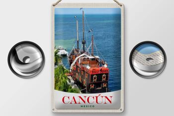 Panneau de voyage en étain, 20x30cm, Cancun, mexique, navire Jolly Roger 2