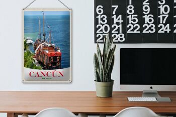Panneau de voyage en étain, 20x30cm, Cancun, mexique, navire Jolly Roger 3