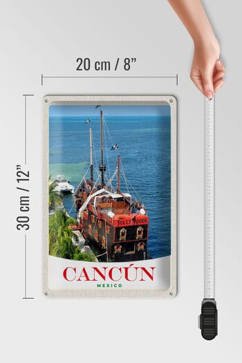 Panneau de voyage en étain, 20x30cm, Cancun, mexique, navire Jolly Roger 4