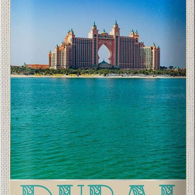 Cartel de chapa de viaje, 20x30cm, Dubai, playa, mar, mezquita, sol