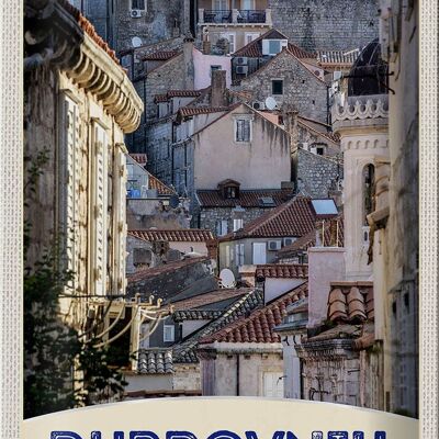 Cartel de chapa viaje 20x30cm vista de la ciudad de Dubrovnik Croacia