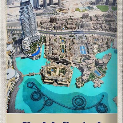 Blechschild Reise 20x30cm Aussicht auf Dubai Hochhaus Meer