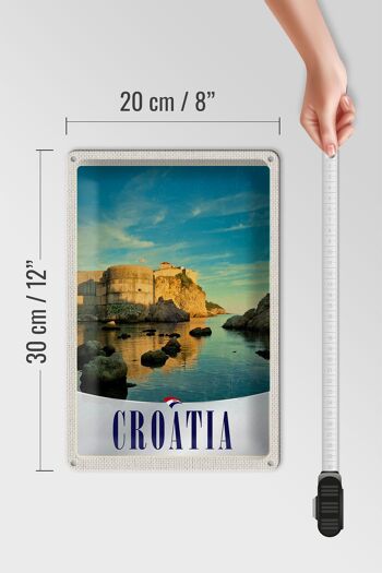 Panneau en étain voyage 20x30cm, château de croatie, plage, mer, Europe 4