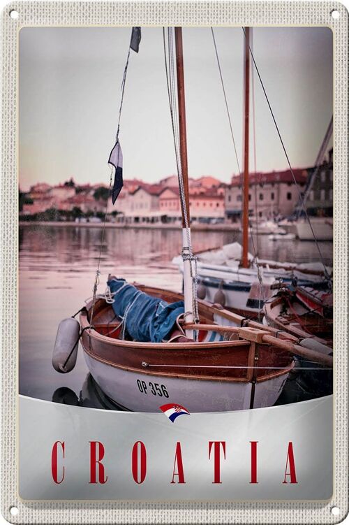 Blechschild Reise 20x30cm Kroatien Boote Stadt Meer Urlaub