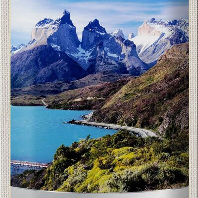 Cartel de chapa Travel 20x30cm Chile Montañas Mar Naturaleza Nieve