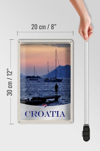 Signe en étain voyage 20x30cm, croatie, Yacht, pêche en mer, montagnes 4
