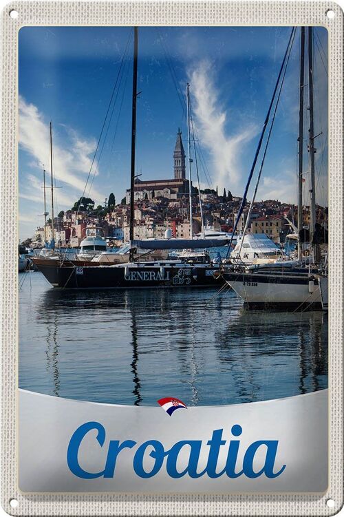 Blechschild Reise 20x30cm Kroatien Yacht Stadt Meer Urlaub