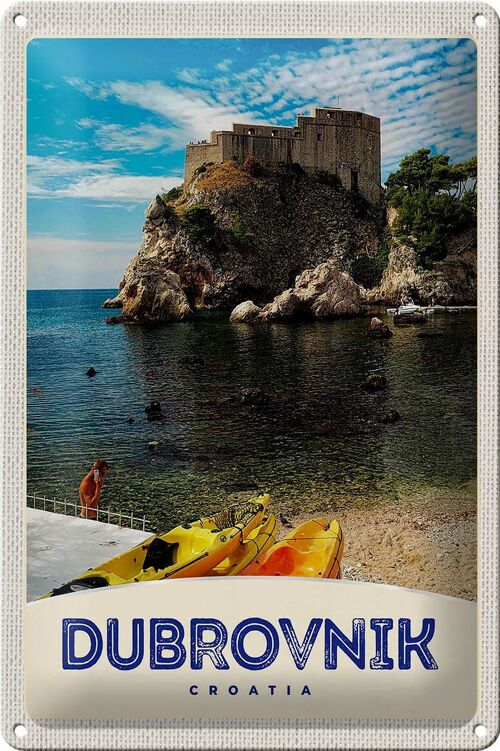 Blechschild Reise 20x30cm Dubrovnik Kroatien Meer Architektur