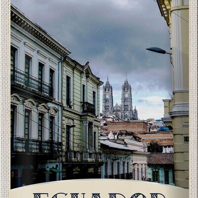 Cartel de chapa de viaje 20x30cm Iglesia de la ciudad de Ecuador Sudamérica